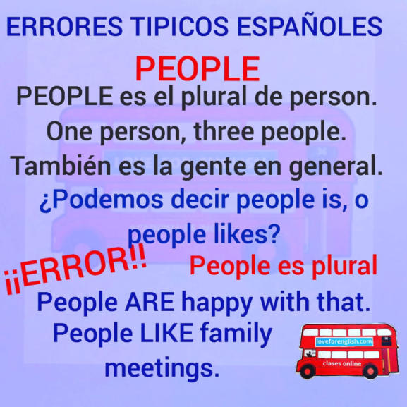 people, singular o plural, ¿people is o people are?, ¿people like o people likes?, errores típicos españoles, plural de person es people.
